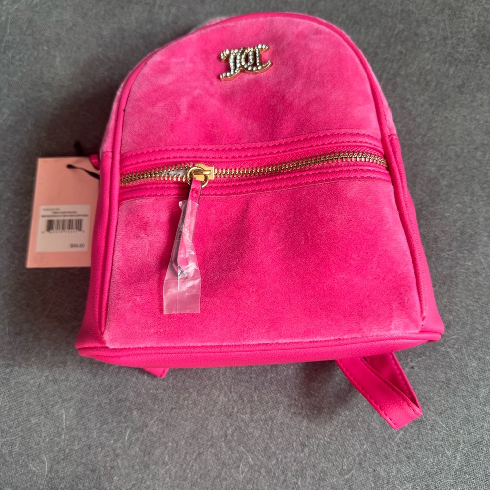 Juicy Couture Pink flash velour Backpack with Gold Accents NWT - Picture 4 of 6